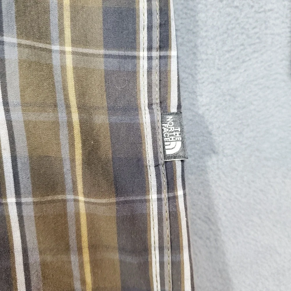 The North Face Button-Up Mens XL Brown Excellent Plaid Hiking Long Sleeve Shirt